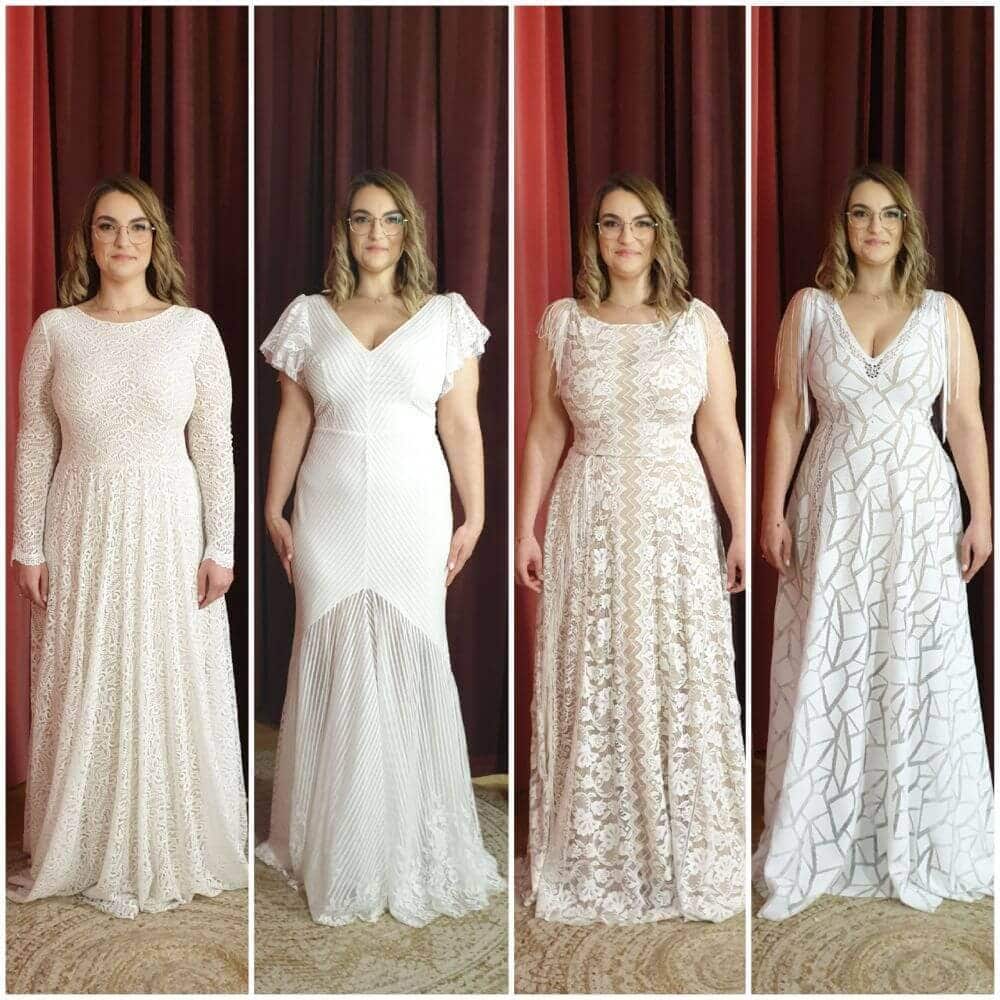 PRZYKŁADY RÓŻNYCH TYPÓW SYLWETEK W RÓŻNYCH KROJACH SUKIEN