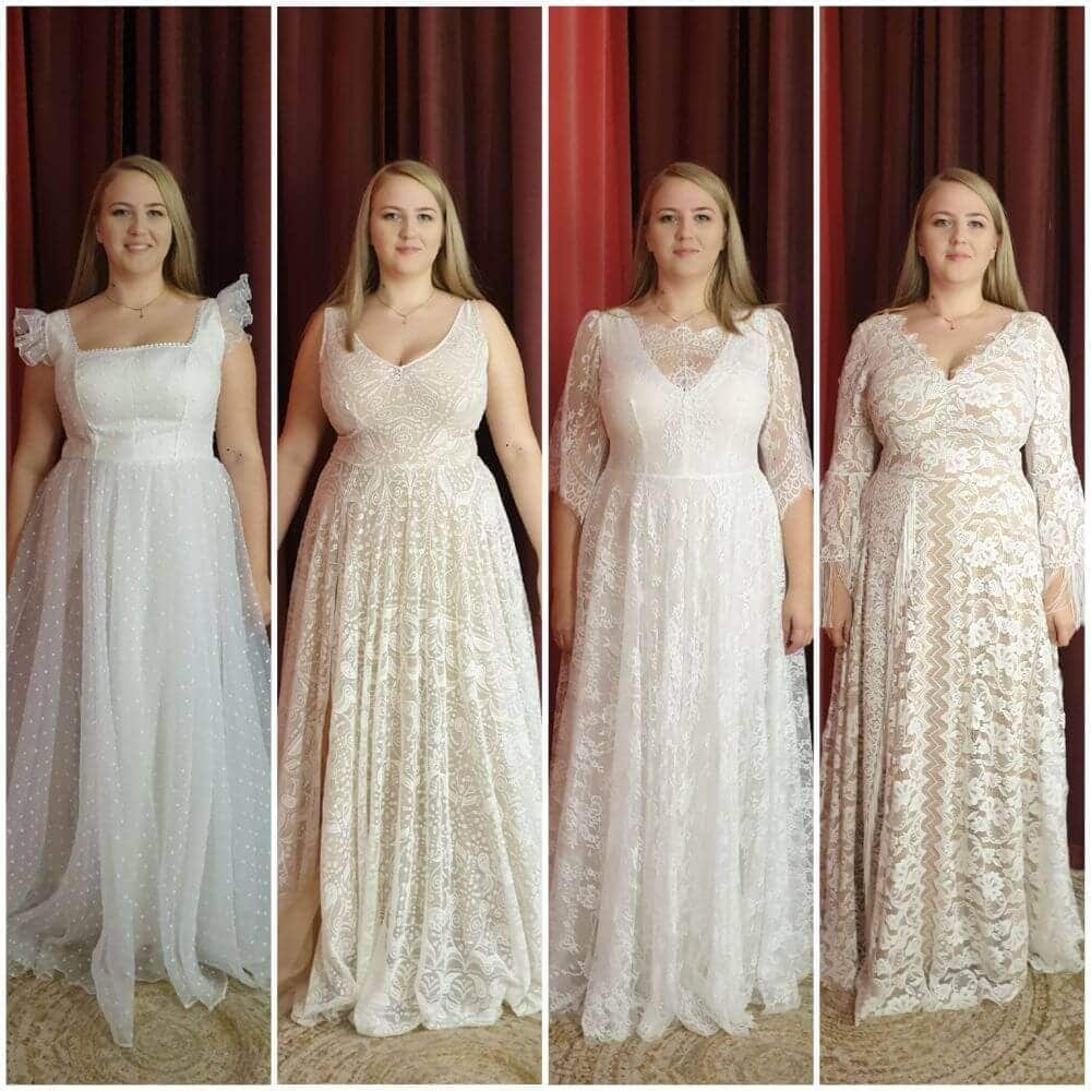 PRZYKŁADY RÓŻNYCH TYPÓW SYLWETEK W RÓŻNYCH KROJACH SUKIEN