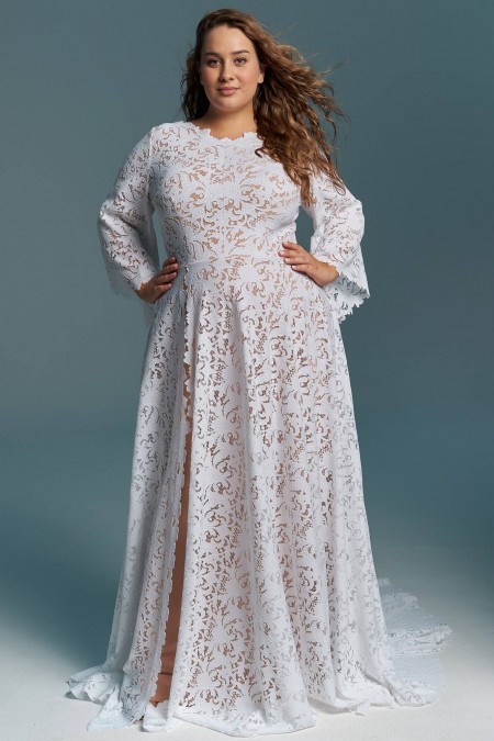 Muzułmańska, zabudowana suknia ślubna