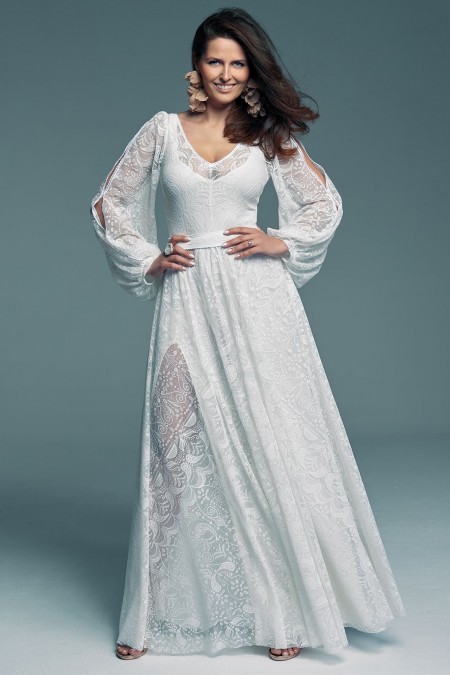 Biała suknia ślubna w klasycznym kolorze o modnym kroju