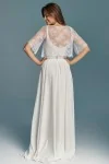 Gładka dwuczęściowa suknia ślubna z szyfonu