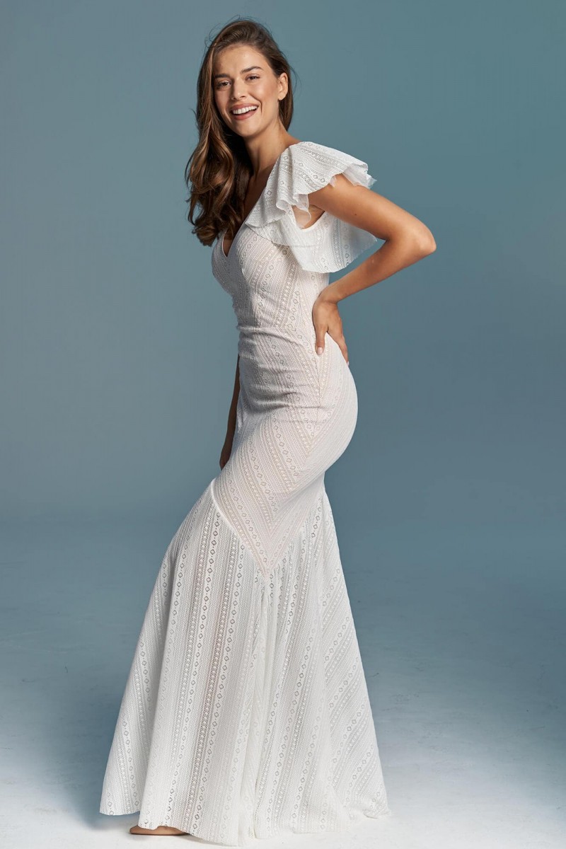 Suknia ślubna syrenka, dopasowana, modelująca sylwetkę