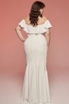 Gładka suknia ślubna plus size o kroju hiszpanki Odessa 6
